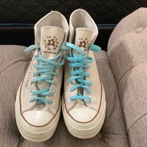 Golf Wang Converse.  Off white with brown and light blue.